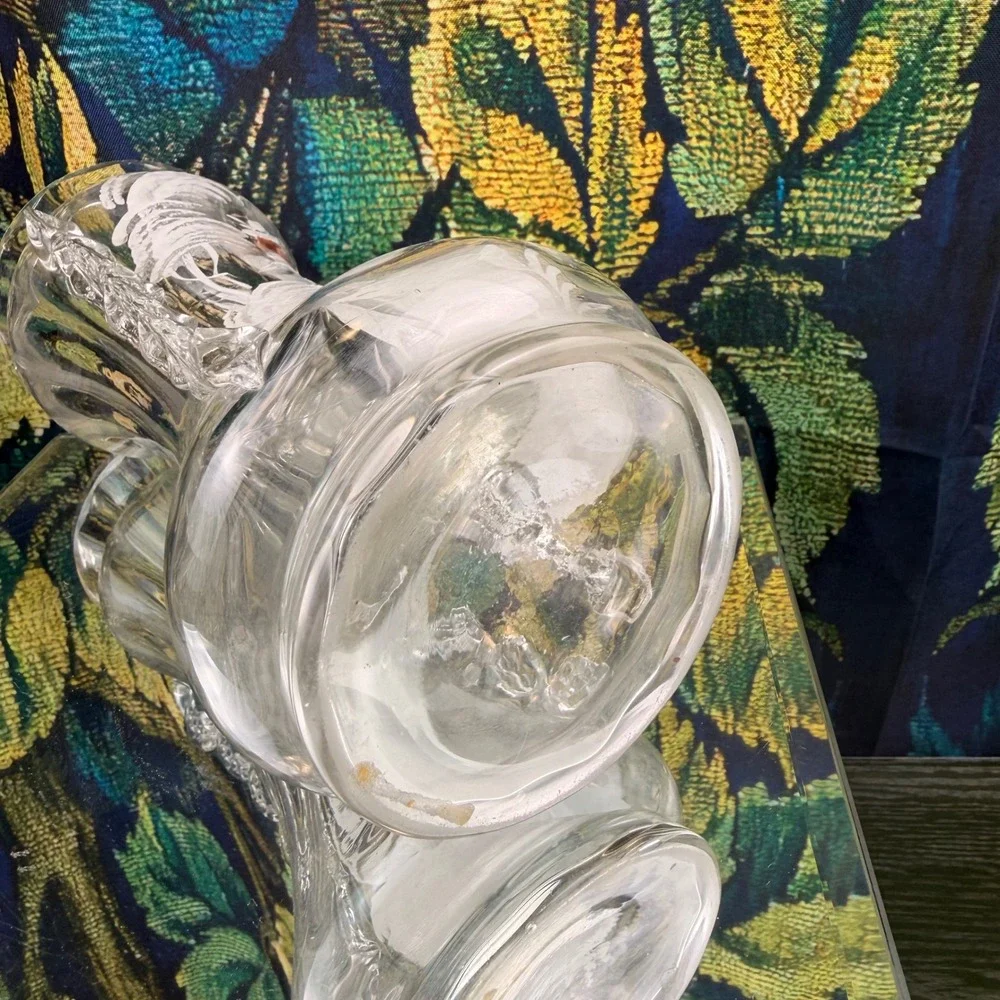 Antique Mary Gregory Style Clear Glass Vase Hand Painted Enamel Girl Rigaree‎ 8